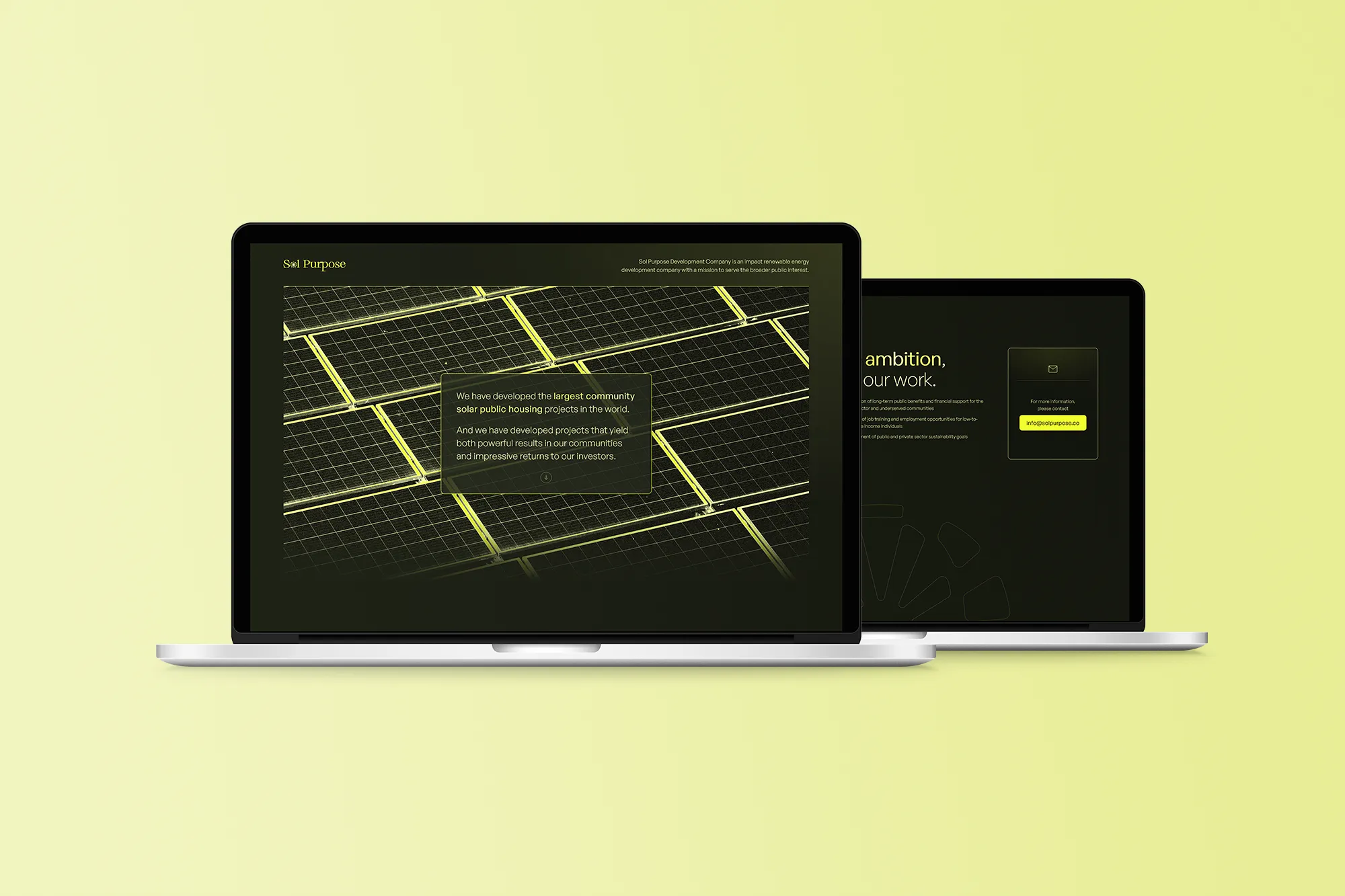 Sol Purpose landing page on laptop